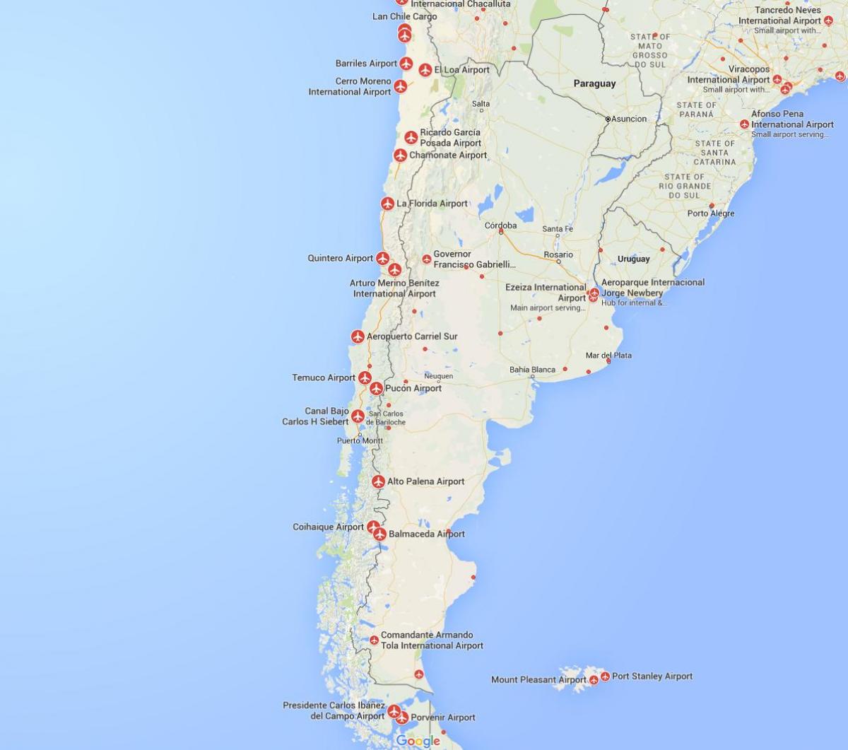 map of airports in Chile
