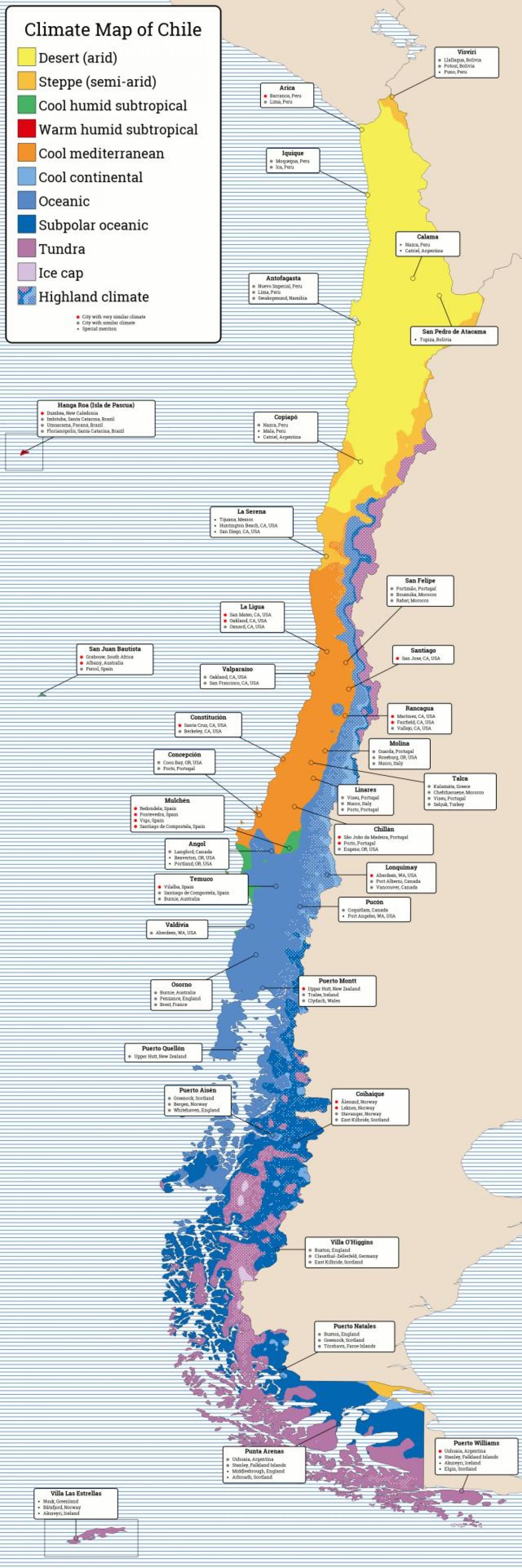 Map of Chile climate