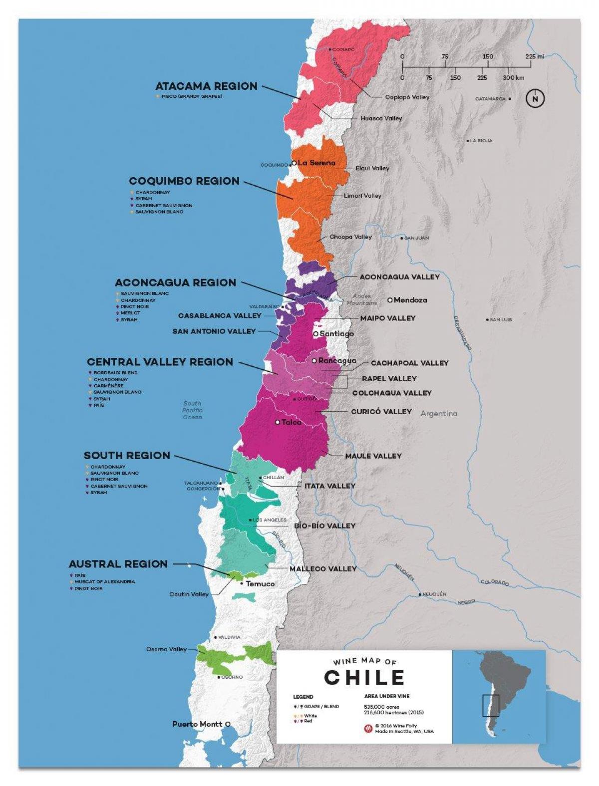 Chile wine country map