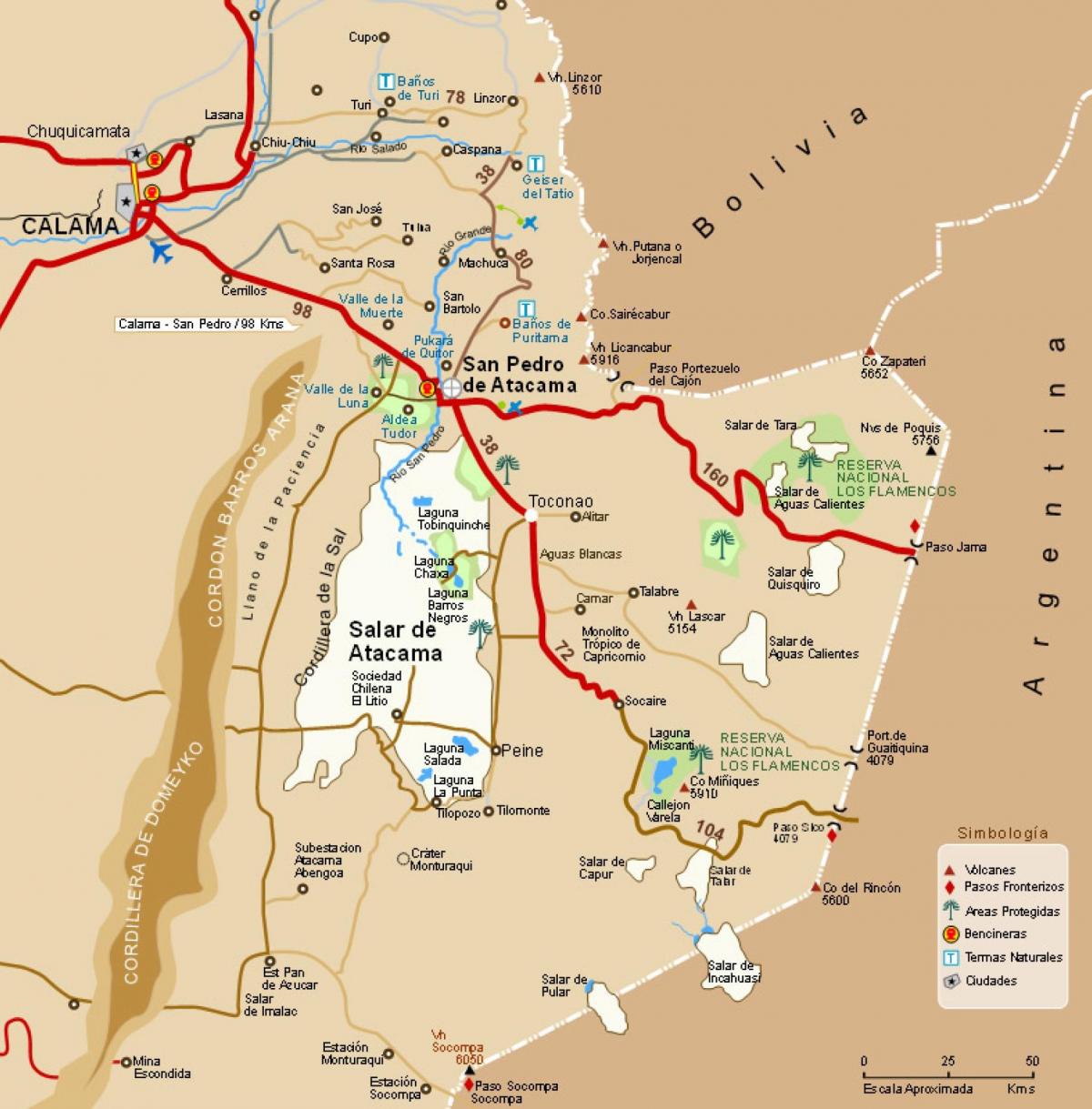 Map of atacama Chile