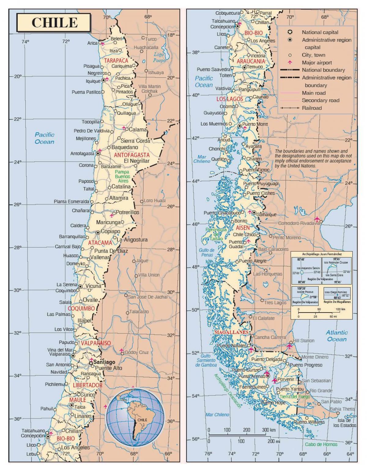 map of Chile with cities