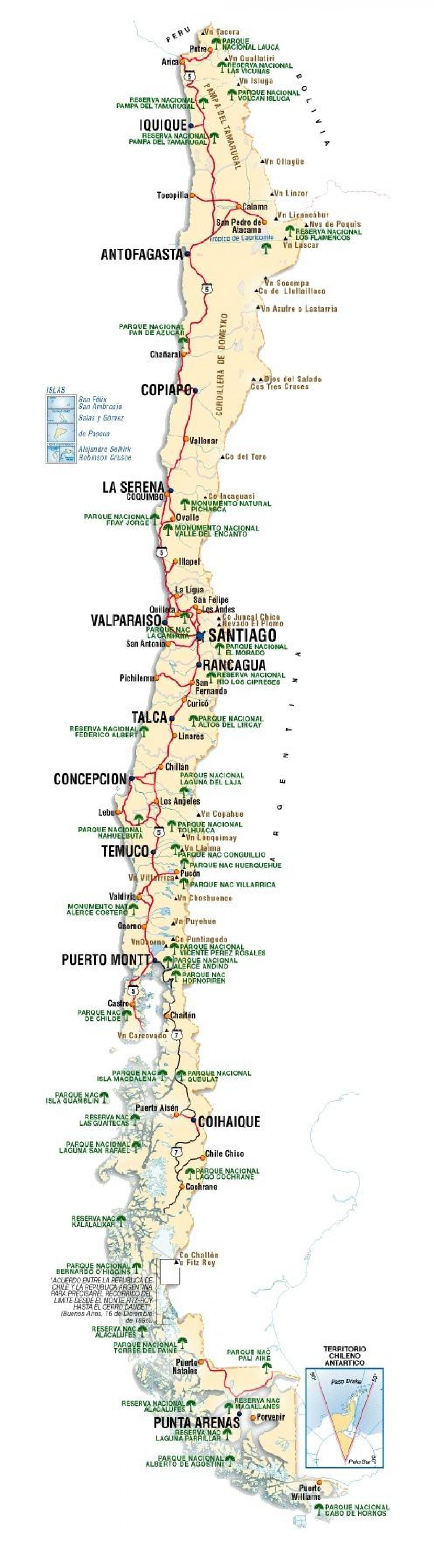 Chile attractions map