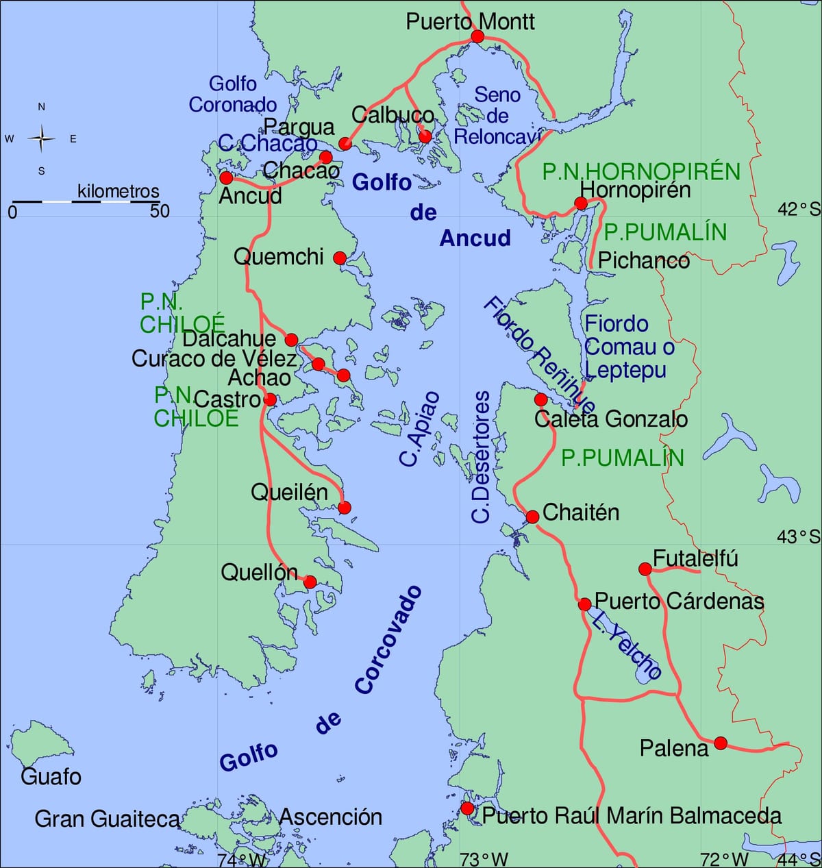 Map of chiloe Chile