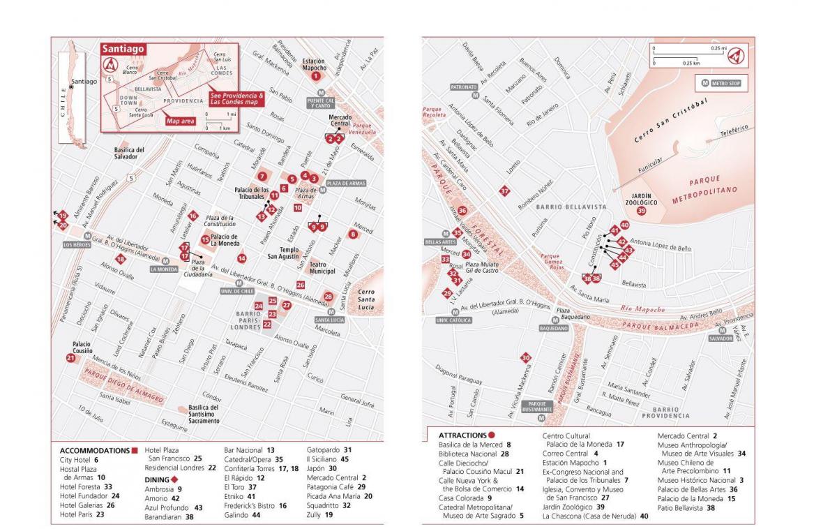 downtown santiago Chile map