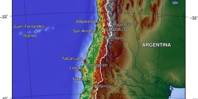 Mountains in Chile map