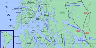 Map of Chilean glaciers